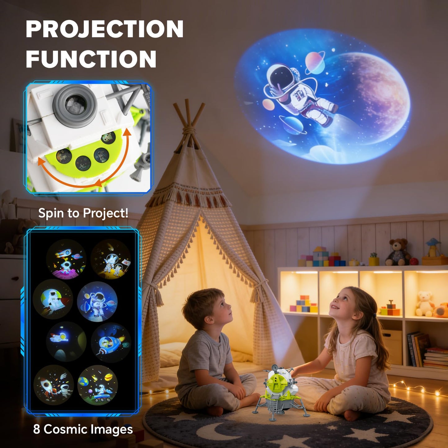 AuntyFey Space Rocket Ship Toys for Kids, Space Toys Shuttle for Kids 3-5-7 with 3 Astronaut Figures, Spaceship with Glowing & Sound Effect, Educational Stem Gift for Boy Girl