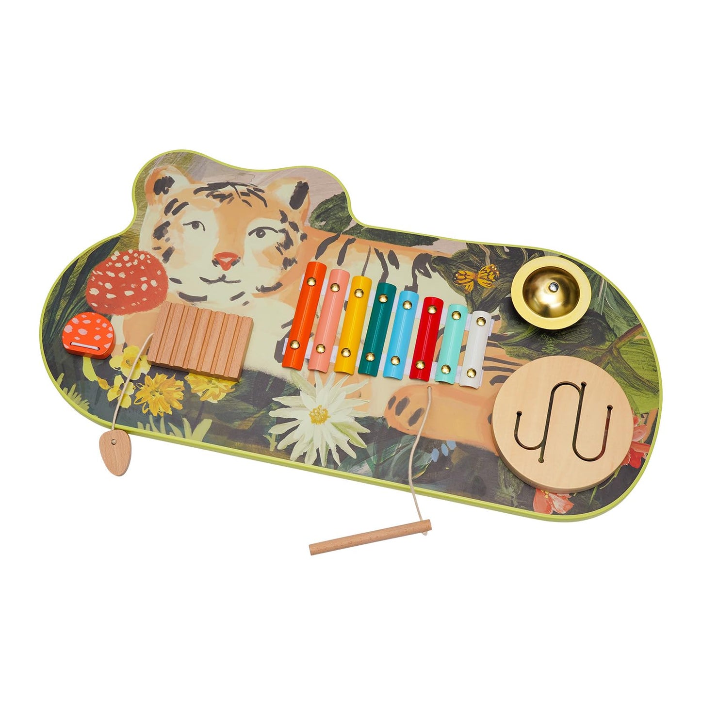 Manhattan Toy Tiger Tunes Wooden Toddler and Preschool Musical Toy Instrument with Optional Wall Mounting