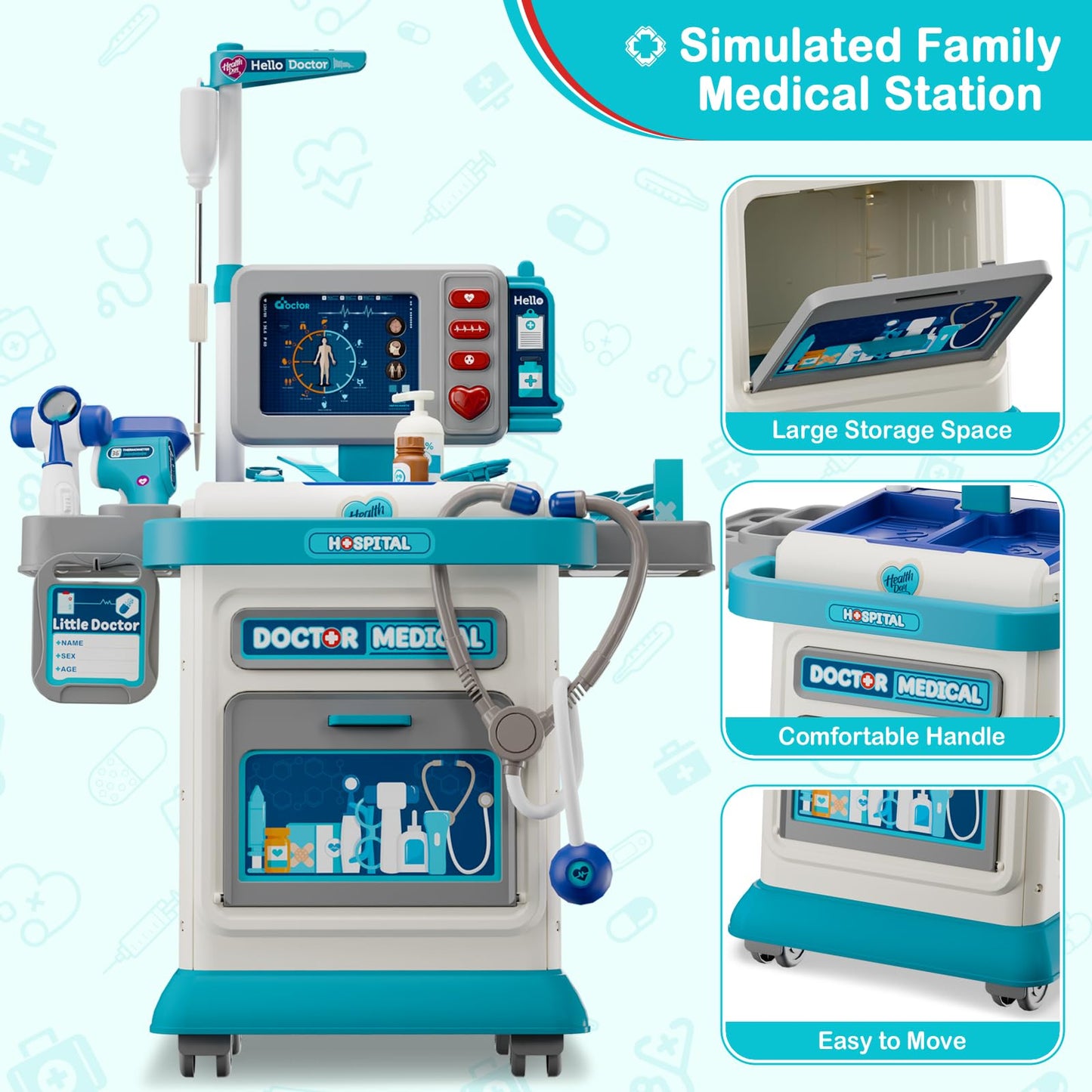 AuroTops Doctor Kit for Toddlers 3-5, 26 Pcs Doctor Play Set for Kids Ages 3-8,Role Play Toy Medical Cart Doctor Toys Educational Toys for Boys & Girls Birthday Gifts