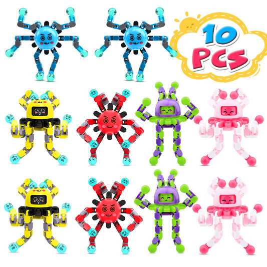 ASIOWELY Transformable Fidget Spinner Toys for Kids and Adults,10 Pcs Sensory Toy for Boys Girl ADHD Stress Relief Toys,Fingertip Gyros Travel Toy Party favors for Teens Birthdays Gifts Easter Present
