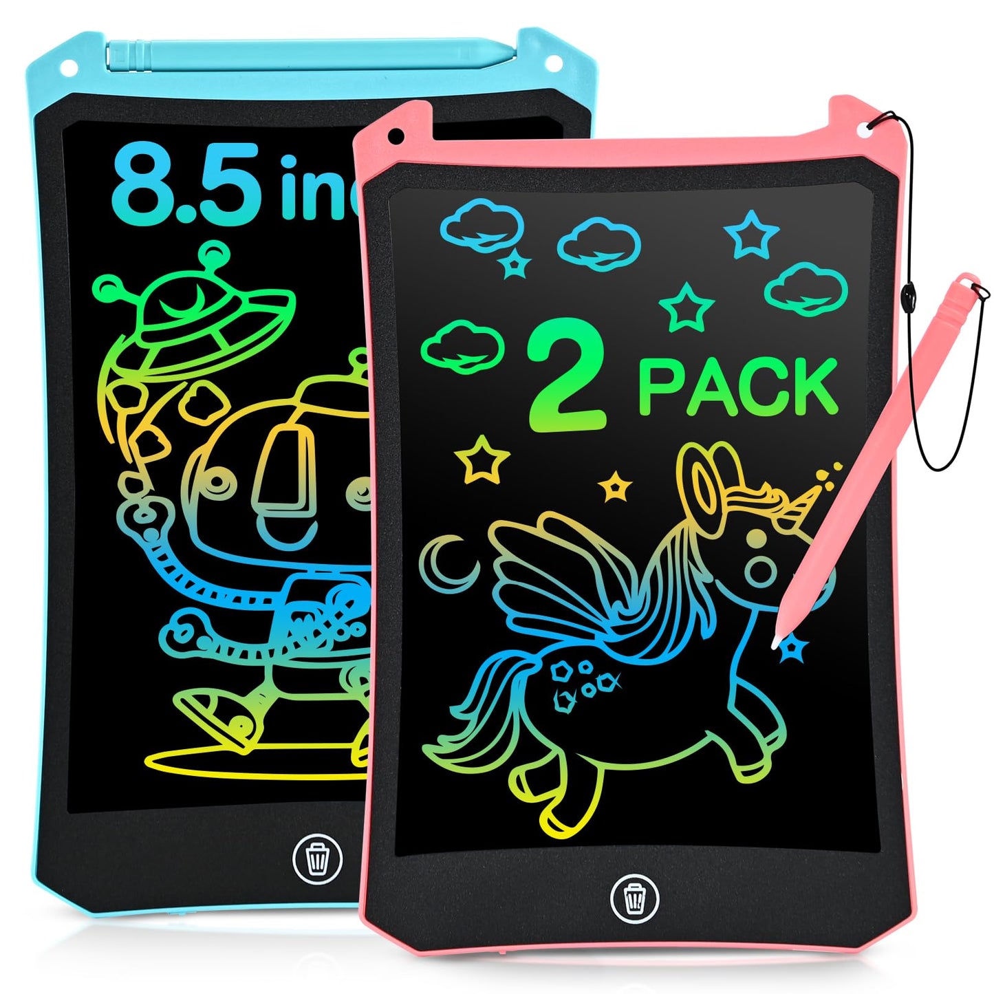 cimetech Toddler Girl Gifts, LCD Writing Tablet 2 Pack, Kids Toys for 3 4 5 6 Year Old Boys, 8.5 Inch Drawing Pad Painting Coloring Books, Travel Essentials Activities, Birthday Gifts Toddler Age 1-3