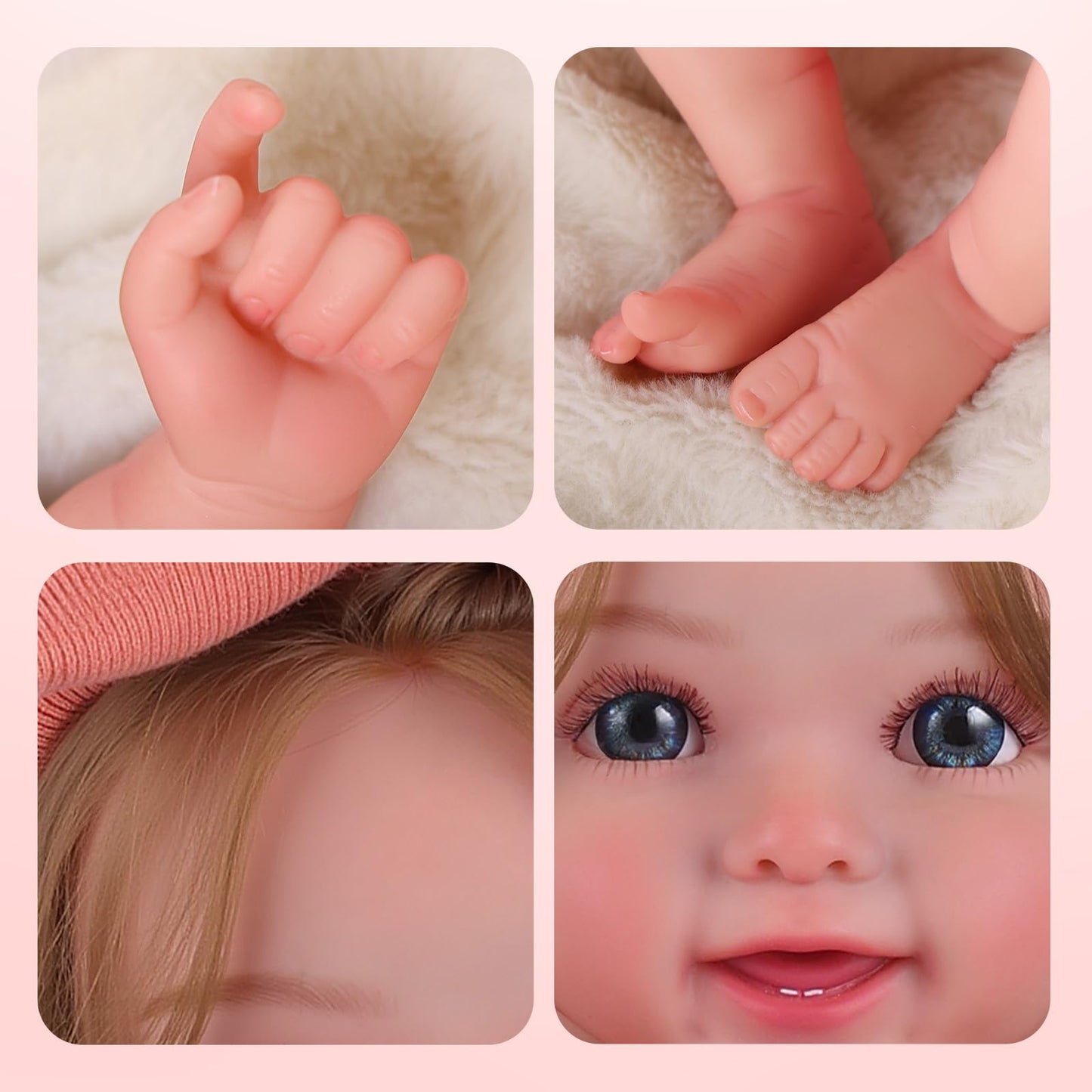 BABESIDE Reborn Baby Dolls, 20Inch Soft Cloth Body Realistic Baby Doll w/Rooted Hair and Open Eye Reborn Doll for Girls Real Life Baby Dolls Perfect for Kids Ages 3+, Playtime and Collection