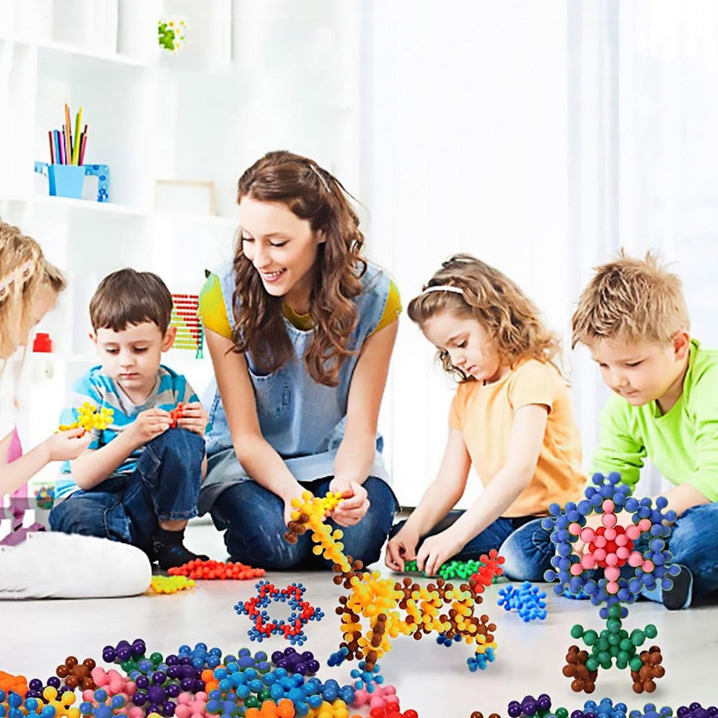 TOMYOU 400 Pieces Building Blocks Kids STEM Toys Educational Building Toys Discs Sets Interlocking Solid Plastic for Preschool Kids Boys and Girls Aged 3+, Safe Material Creativity