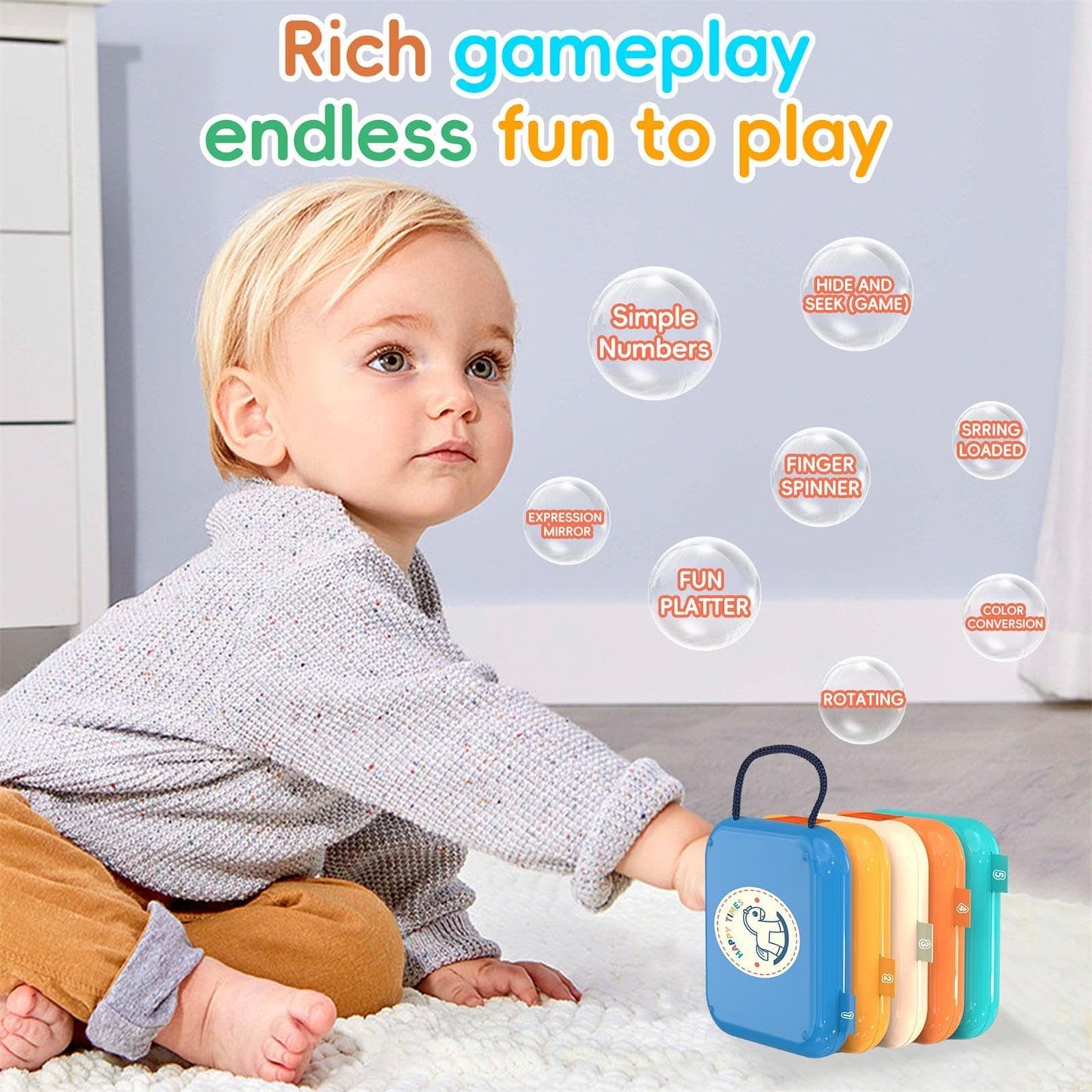 YINGZHIXING Busy Board for 1 2 3 Year Old - Montessori Travel Toy with Fine Motor Activities, Busy Cube Sensory Learning for Toddlers 1-3 - Perfect Baby Boy Girl Gift & Airplane Car Activity