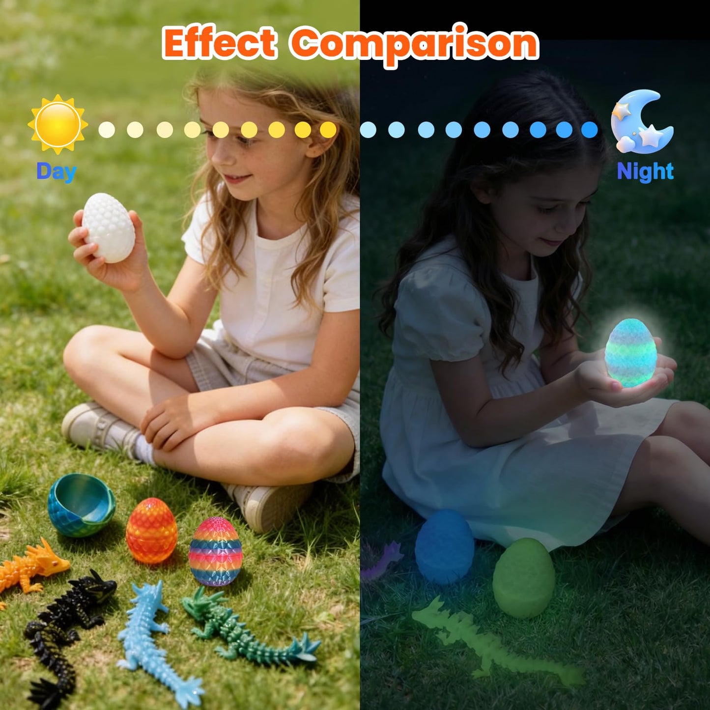 24 PCS 3D Printed Dragon Eggs with Dragon Inside, Prefilled Easter Dragon Egg for Basket Stuffers, Mystery Crystal Easter Toy & Decor, Classroom Prize Supplies, Unique Easter Basket Essentials for Kid