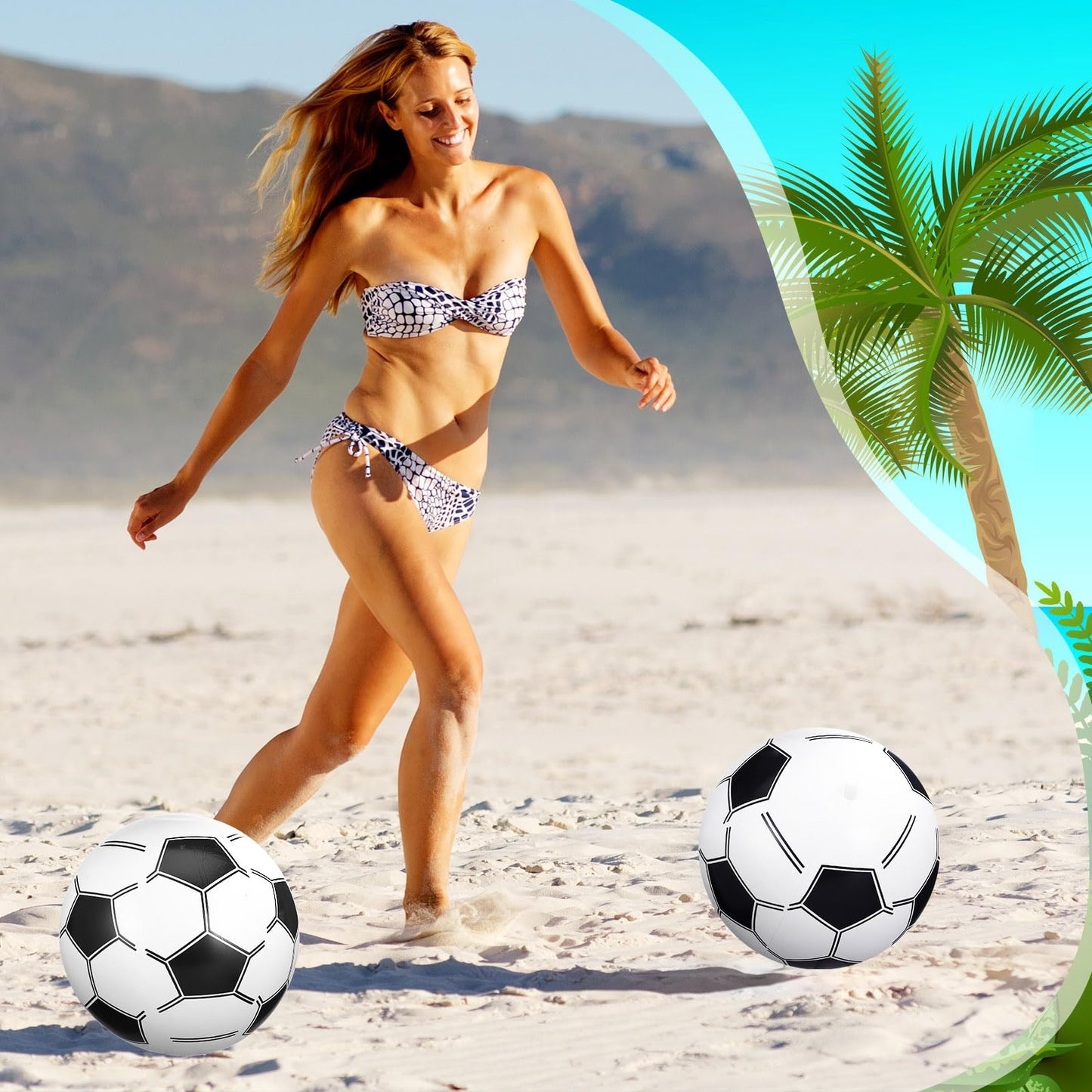Chivao 12 Pack 16 Inch Soccer Beach Ball Inflatable Beach Ball Bulk Giant Pool Toys Blow up Swimming Pool Toys for Summer Indoor Outdoor Water Games Birthdays Party Favor Goodie Bags Stuffers