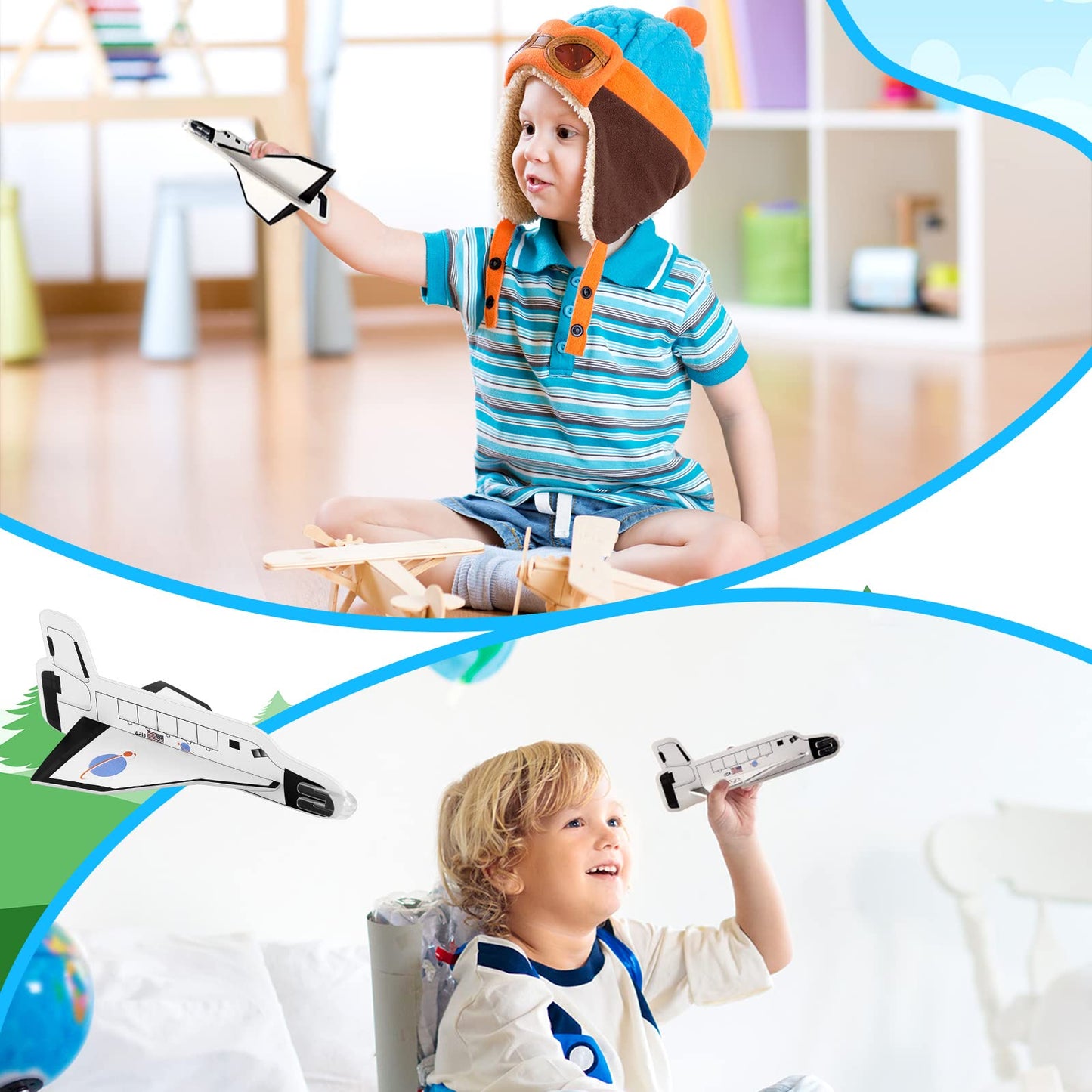 Lewtemi Set of 36 Gliders, Space Shuttle Toys Plane Flying Toys for Boys and Girls, Foam Airplane Glider for Outer Space Party Favors, Birthday Party Indoor and Outdoor