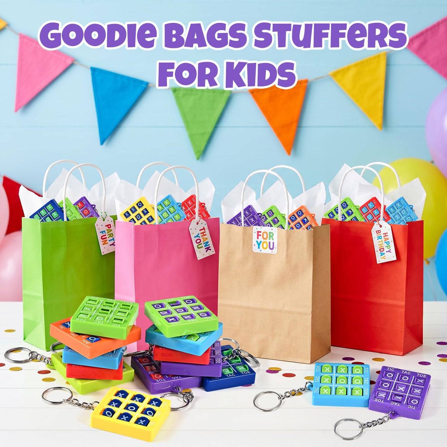 GOLDGE 36PCS Mini Tic Tac Toe Game Party Favors Goodie Bags Stuffers for Kids 8-12 Tic Tac Toe keychain Bulk Mini Games for Travel Classroom Treasure Box Carnival Prizes Birthday Easter Pinata Filler