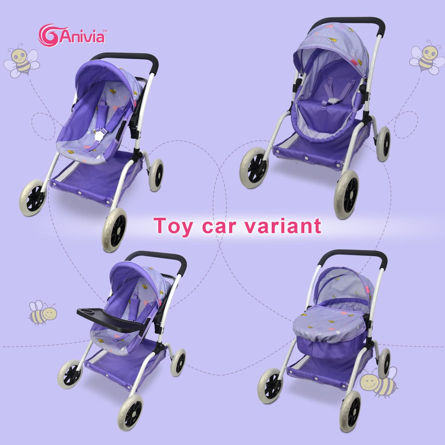 Anivia Doll Bed Furniture 2 Function Toy, Doll Bed and Doll Swings Together for 18 inches Baby Dolls, Baby Doll Crib with Bottom Tray