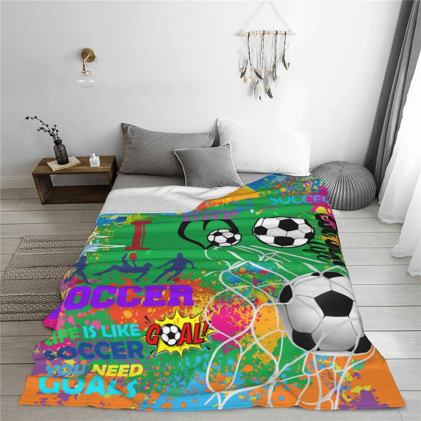 Soccer Blanket Gifts for Girls Women Ultra Soft Flannel Soccer Throw Warm Blanket for Soccers Lovers Gifts Adults Kids 50" X 40"