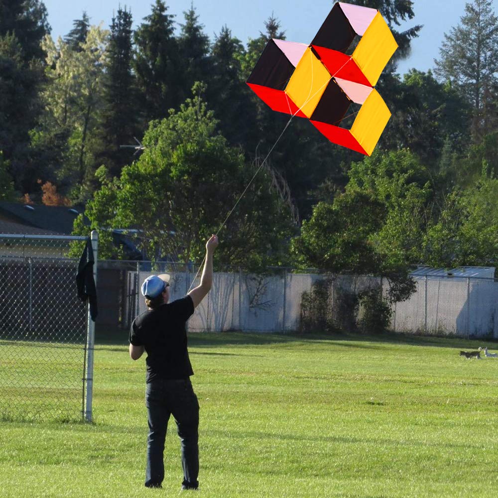 HENGDA KITE for Kids & Adults, 3D Magic Cube Box Kite Single Line Kite Flying for Children Kids Outdoor Toys Beach Park Playing