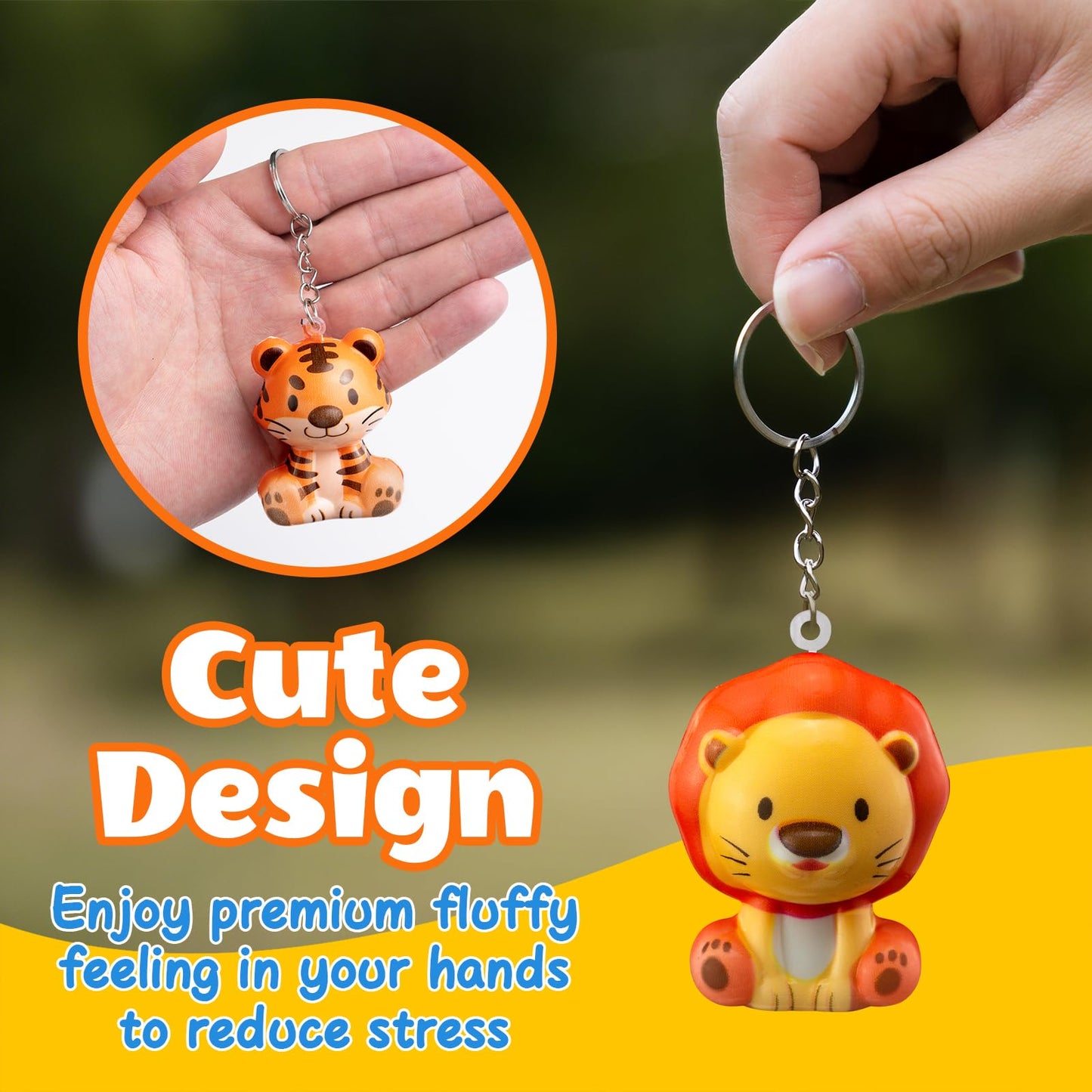 DMIGHT Party Favors for Kids 24PCS Safari Animal Cute Squishy Keychains Toys,Goodie Bag Stuffers, Pinata Stuffers,Birthday Gifts for Boys & Girls,Treasure Chest Prizes,Classroom Prizes for Kids