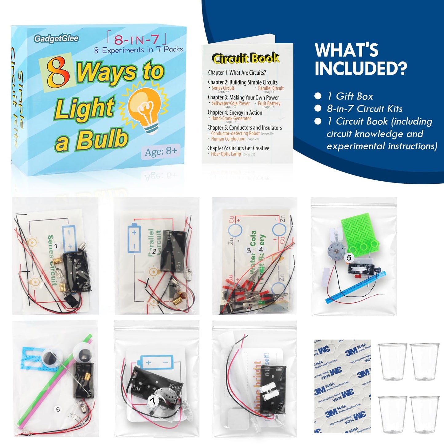 Science Circuit Kit Electricity for Kids, STEM Electrical Light Bulb Experiment, Electric Science Gifts Fair Project Kits Age 8-12, Fruit Energy Experiments Circuits Engineering Projects