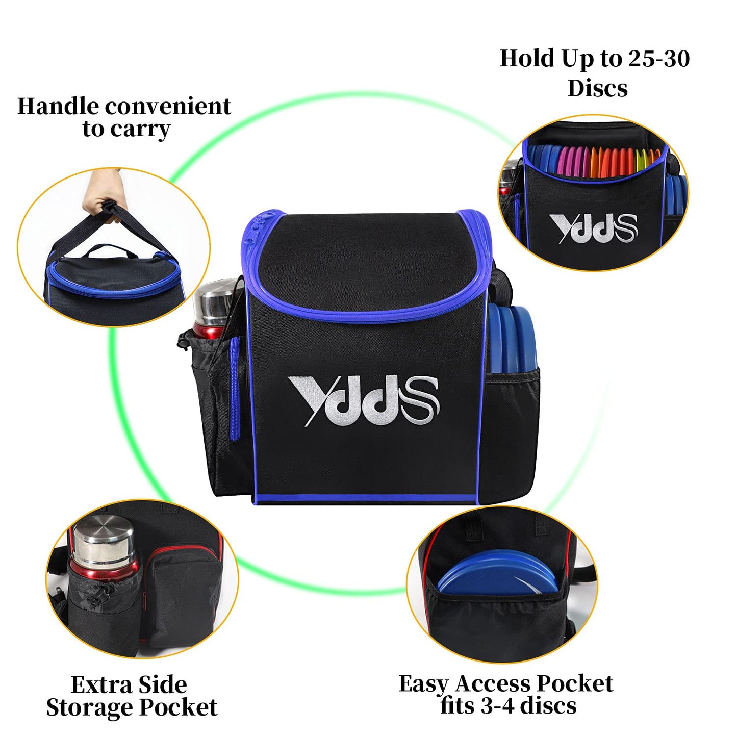 GOOSO Disc Golf Set with Bag - 12 PCS Flying Disc Golf Discs for Beginner with Putter, Midrange, Driver | Portable Disc Golf Backpack Holds 28+ Discs Free Stand Bag Design for Convenient Use