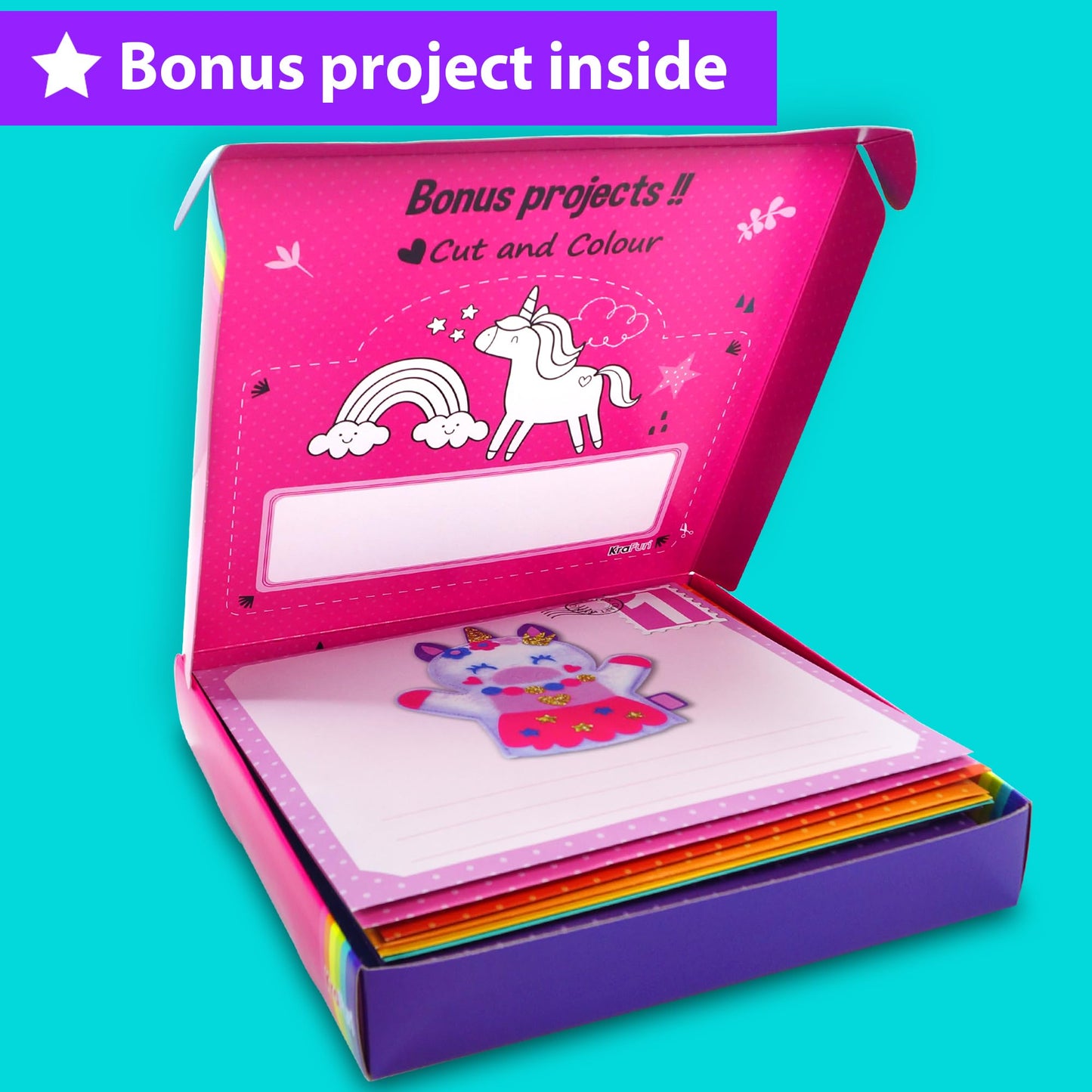 KRAFUN My First Craft Workshop Art and Craft Kit for Kids - Projects in 10 Envelopes, Unicorn, Mermaid, Princess & Llama Crafts, Creative Educational Activities Girls Toddlers Ages 3 4 5+