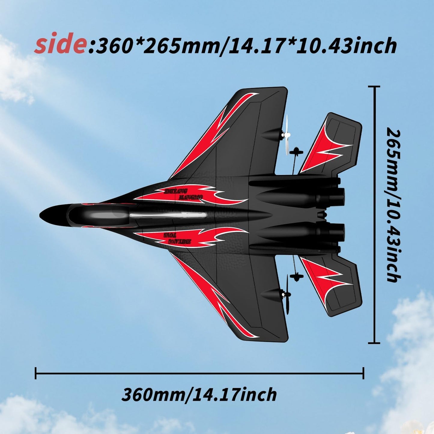 QFCST Foam Remote Control Wireless Airplanes RC Planes, Remote Control Fighter Toys, 2CH 2.4Ghz RC Fighter Jet with Light, Hobby Rc Airplanes Easy to Fly for Kids Boys Adults(Black)