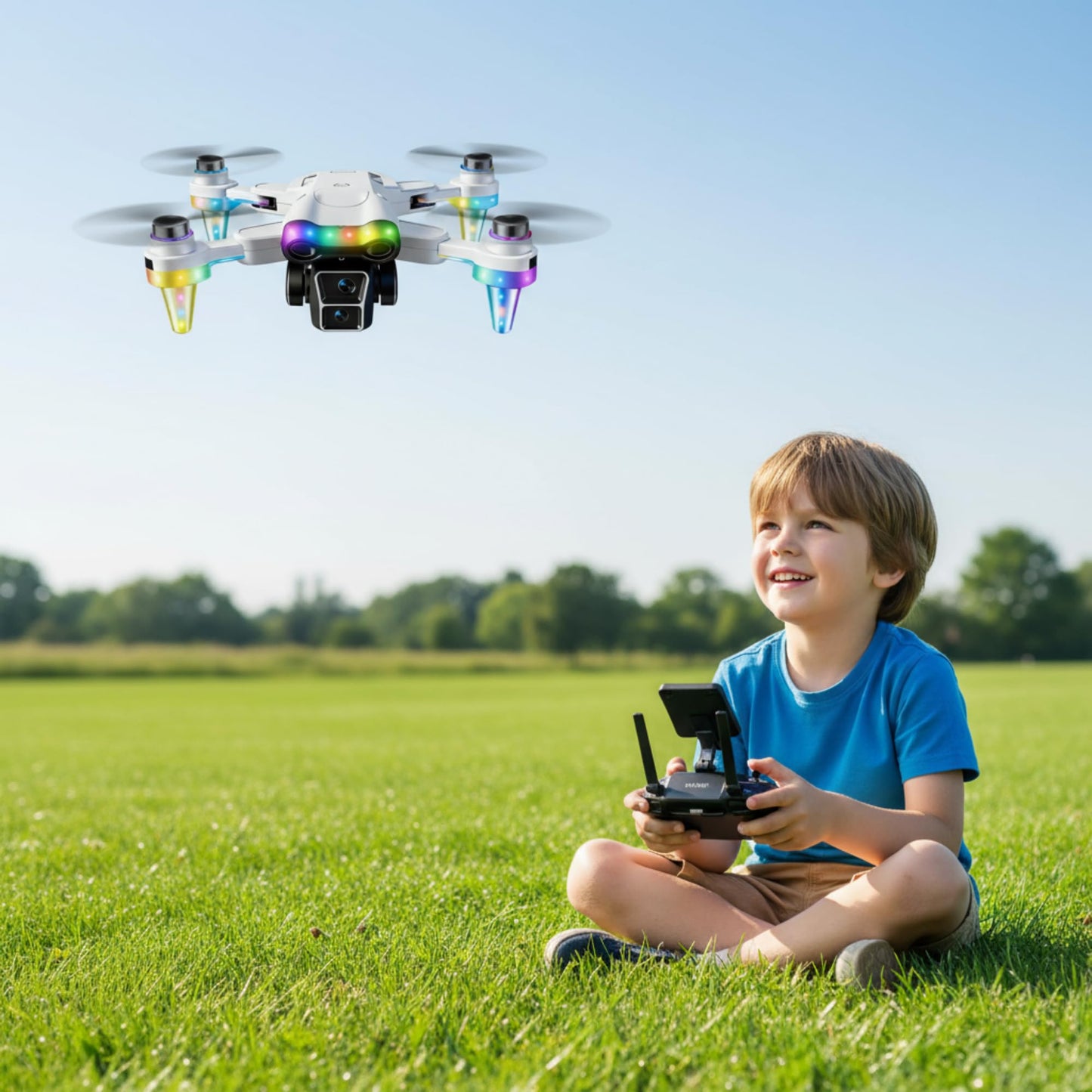 Toys for Ages 8–13, Drone with Camera for Kids with Fancy LED Lights, 2.4GHz Remote Control, One Battery, Indoor & Outdoor Toy Gift