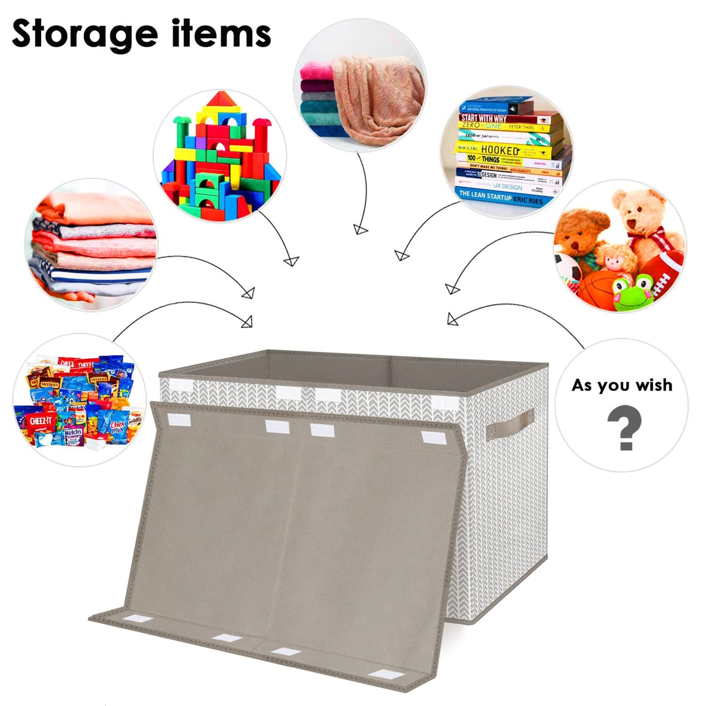 VERONLY Toy Box Chest Organizer Bins for Boys Girls Kids, Large Collapsible Fabric Storage Container with Flip-Top Lid & Handles for Clothes,Blanket,Nursery,Playroom,Bedroom,Tree Branch Pattern (Gray)