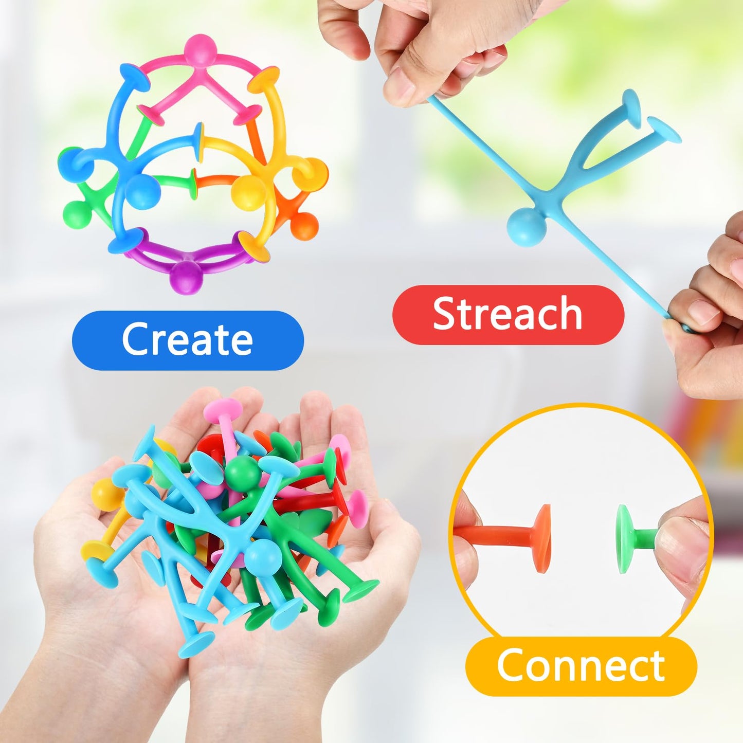 GOLDGE 35 Pack Suction Cup Sensory Toys, Silicone Suction Fidget Toys for Kids with Autism, Bulk Travel Toys for Calming Down, Stress Relief, Party Favors, Stocking Stuffers, Prizes for Boys & Girls