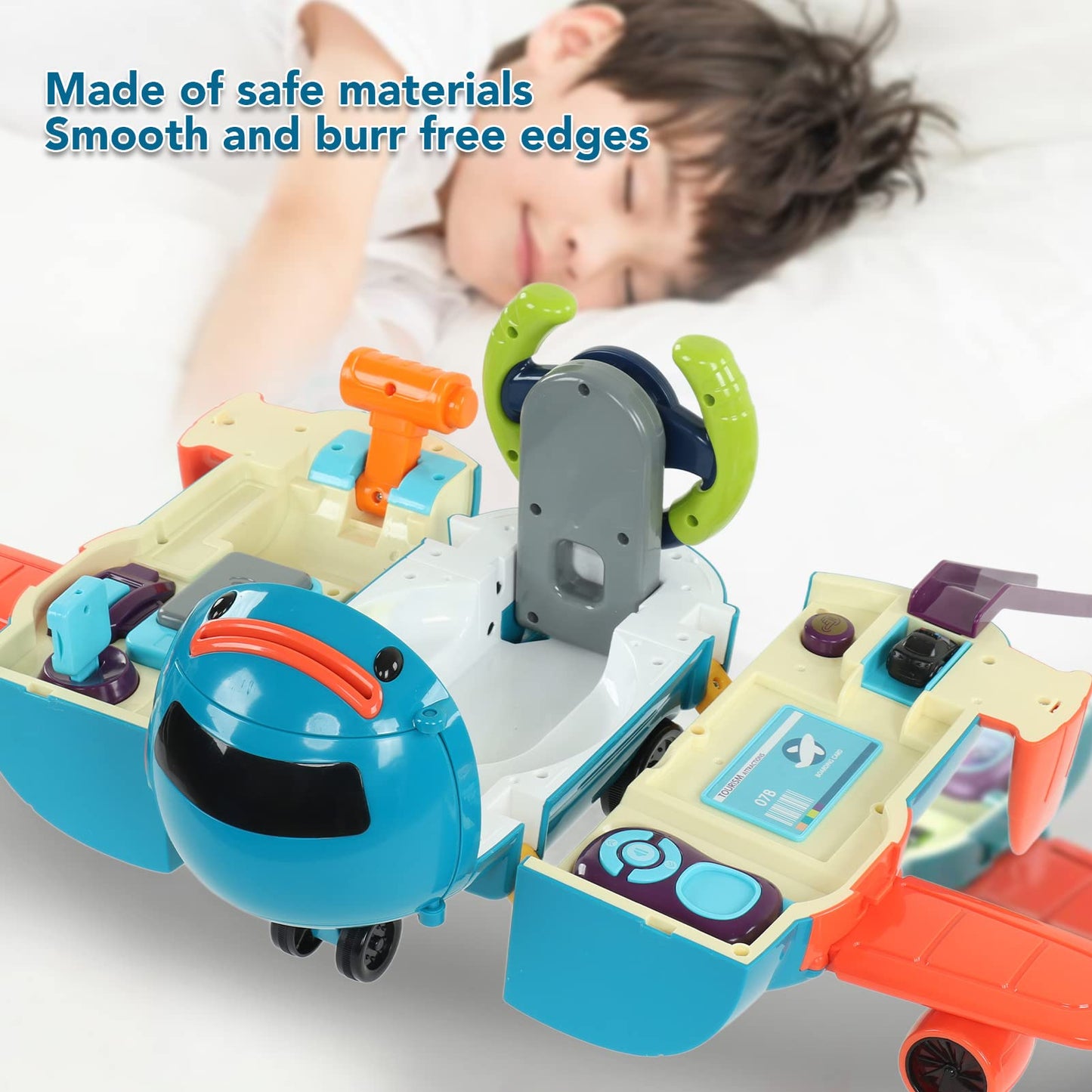 Cartoon Deformation Airplane 3 in 1 Electric Track Multifunctional Steering Wheel Driving Simulation Toys , Mist Spay Storage Transport Plane goods , Mist Spay Storage Transport Plane goods , Cartoo