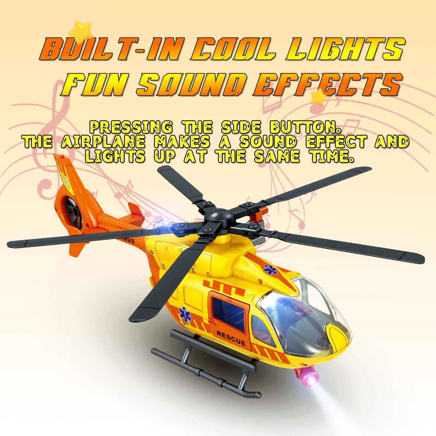 RANHANGQI 15" Rescue Helicopter Toy Light and Sound Rescue Vehicles Toys for Kids Aged 3 Toddler Kids Boys Gifts