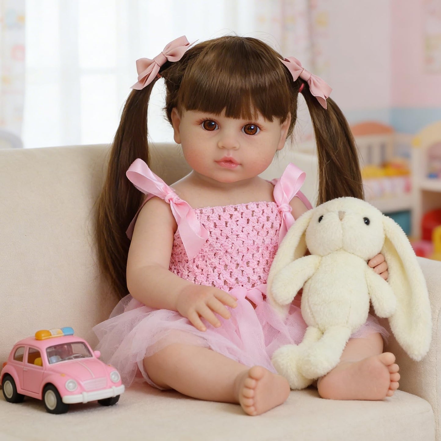SCOM Lifelike Reborn Dolls Girl -20 Inch Realistic Baby Doll Newborn Baby Dolls，Lifelike Baby Doll Silicone Toddler Clothes Gift Set for Age 3+