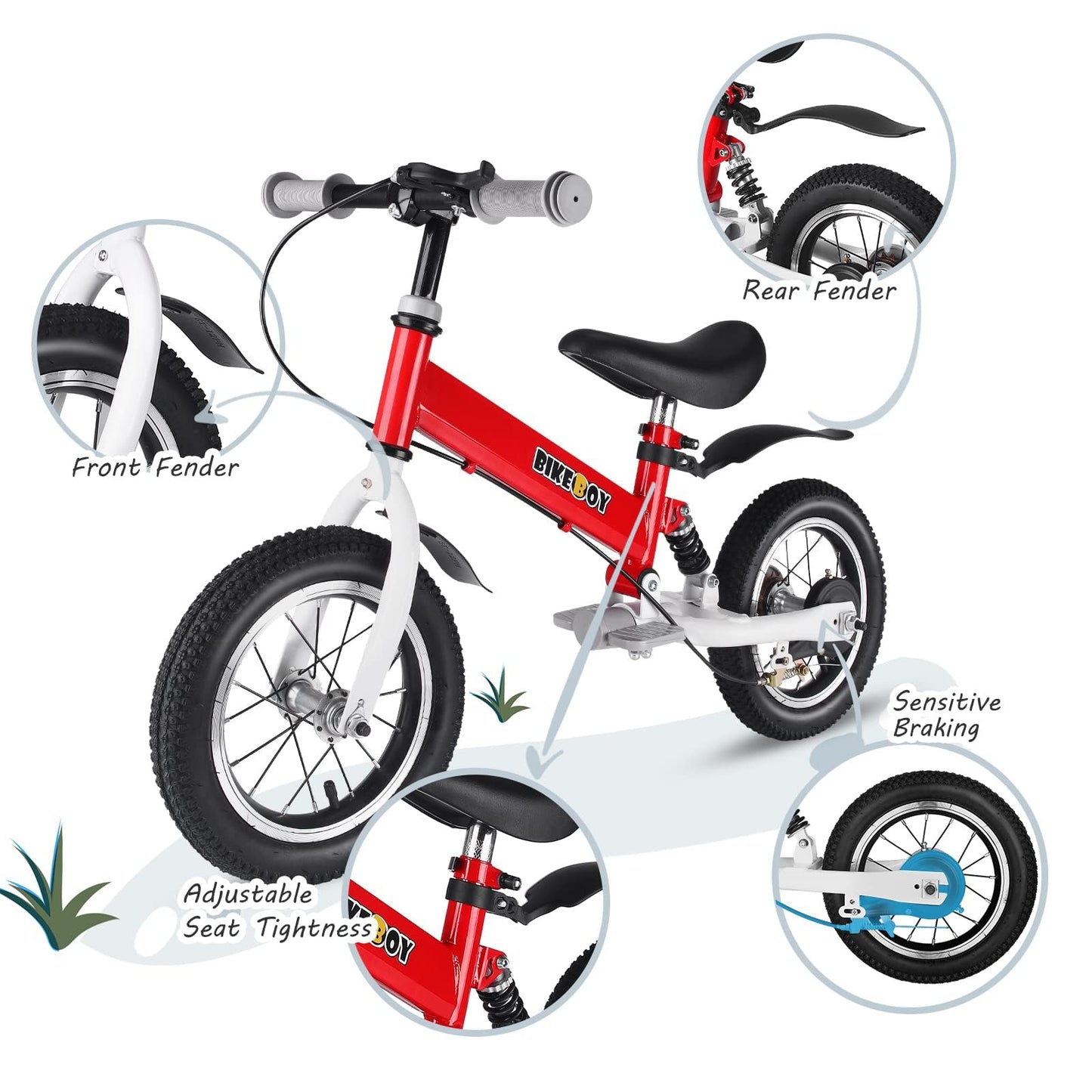 Balance Bike 3 in 1,The Dual Use of a Kids Balance Bike and Kids Bike,12 14 Inches for 2-6 Years Old,with Shock Absorbers, Fenders, Pedals, Auxiliary Wheels