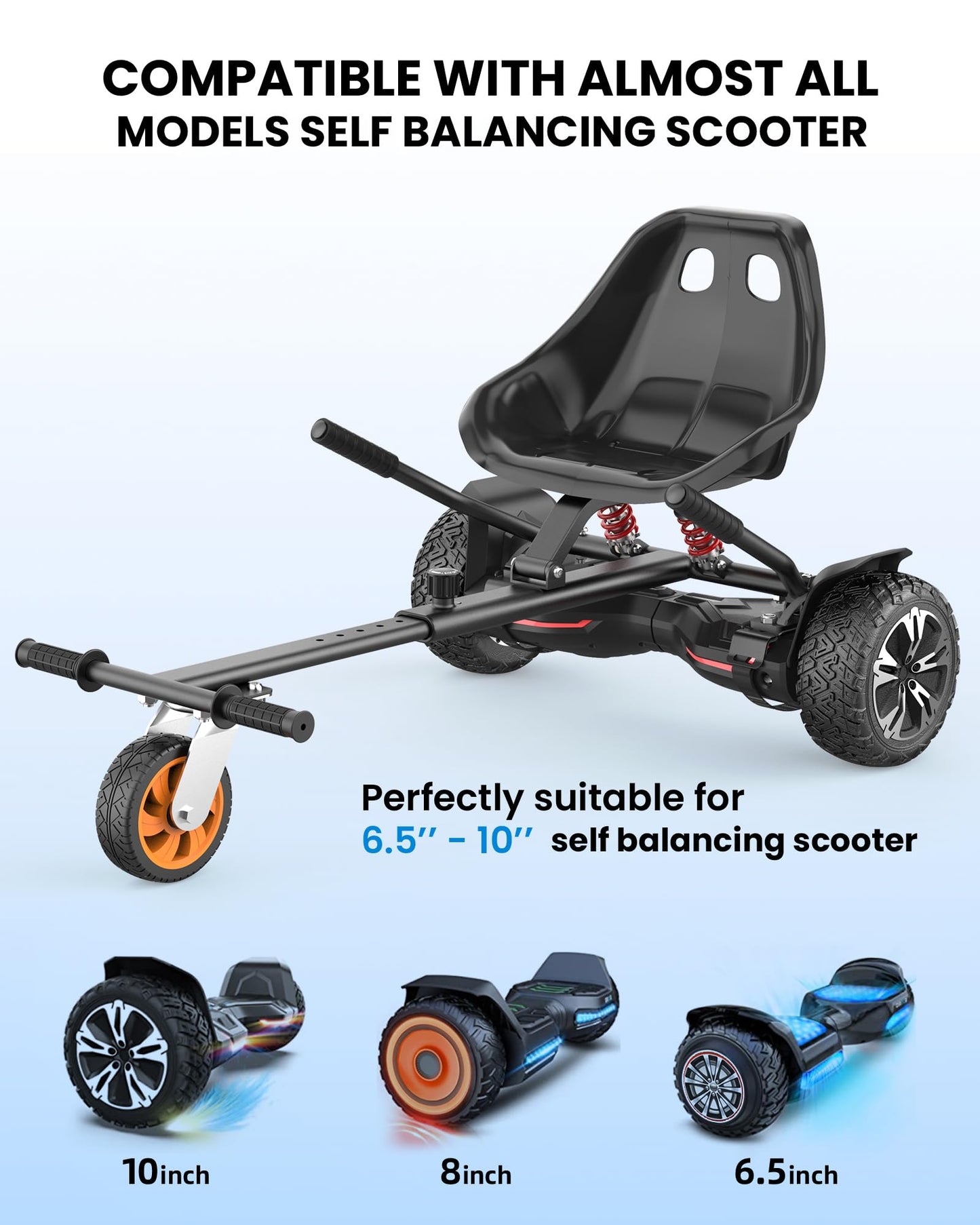 Gyroor K2 Balancing Scooter Go Kart Attachment for Kids & Adults, Adjustable Frame Length Balancing Scooter Seat Attachment for 6.5" 8" 10" Self Balancing Scooter