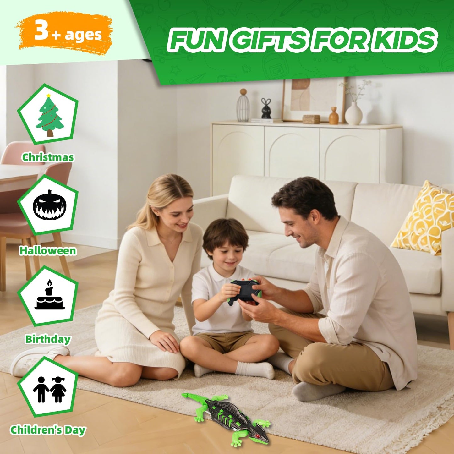 Chendssfkd RC Wall Crawler Gecko, Wall Climbing Lizard with Led Glowing Eyes, Wall Climbing Funny Prank Toys Easter Basket Stuffers Birthday Gifts for Boys Girls