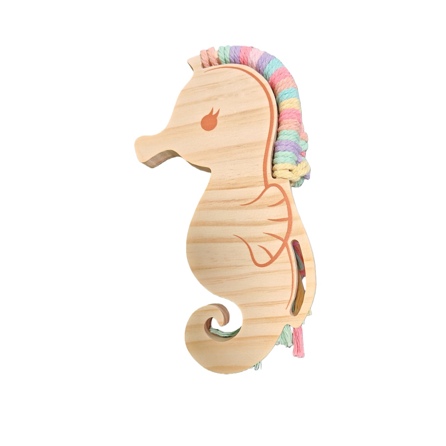 Eray Wooden Lacing Toys for Kids DIY Toy Plane Activities Car Travel Toy Montessori Educational Learning Threading Toys for Fine Motor Skills (Rainbow Seahorse)