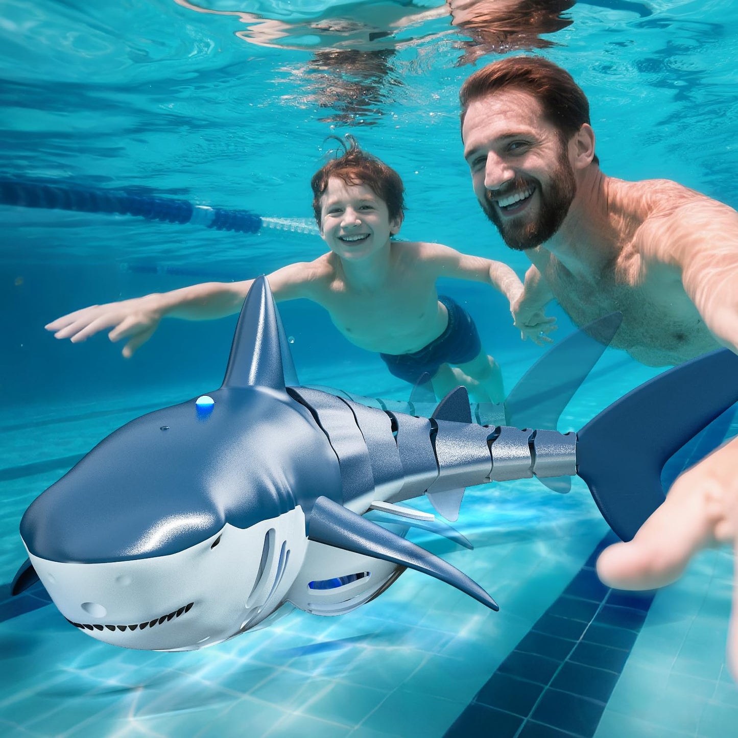 JUKUDAHU 2.4Ghz Remote Control Shark Toys for Kids 6 7 8 Years Old, 1:18 Scale High Simulation Shark for Pool, Bath Toys for Toddlers, Electronic RC Sea Animal, Outdoor Water Gifts