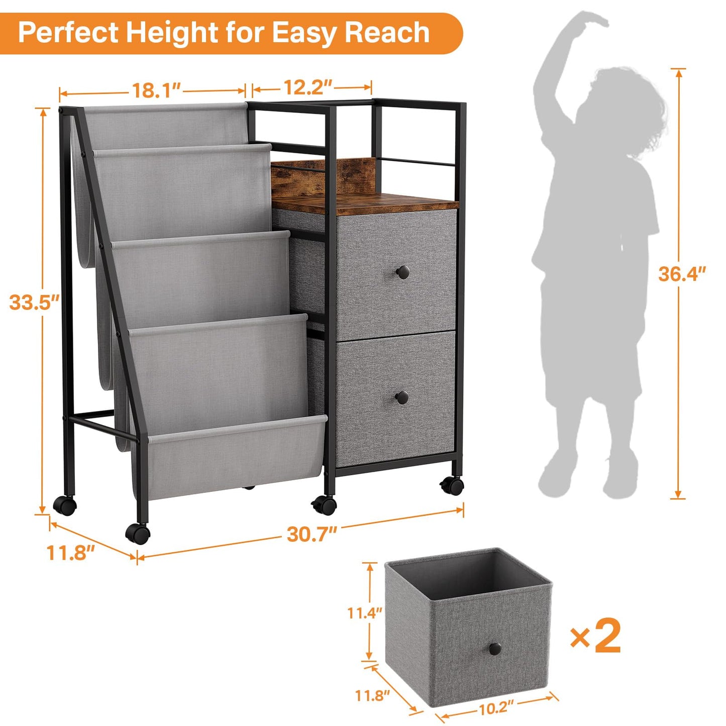 Modanais Book Shelf for Kids Rooms, Toddler Bookshelf Baby Bookcase with Kids Storage for Nursery, Bedroom, Playroom, Easy Assembly (Black)