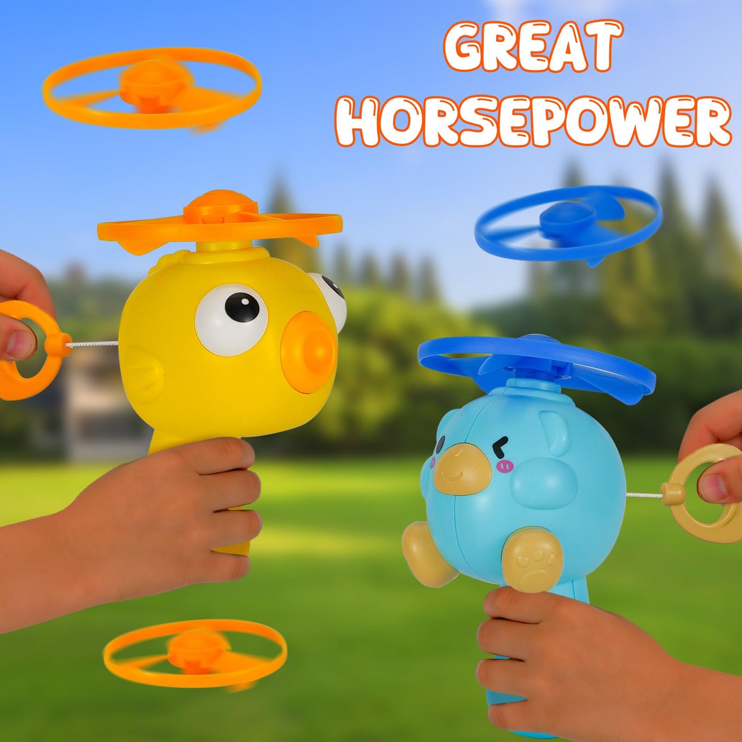 Qiuyanbo Outdoor Flying Disc Launcher Toys Set Pull-String Launchers Flying Toys for Summer Fun