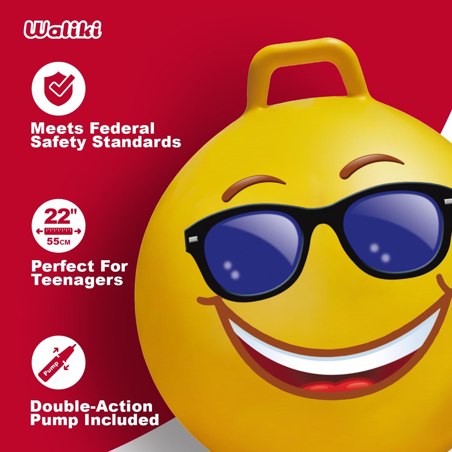 WALIKI Hopper Ball for Teens Ages 10-15 | Hippity Hop | Jumping Hopping Ball | Relay Races | 22”