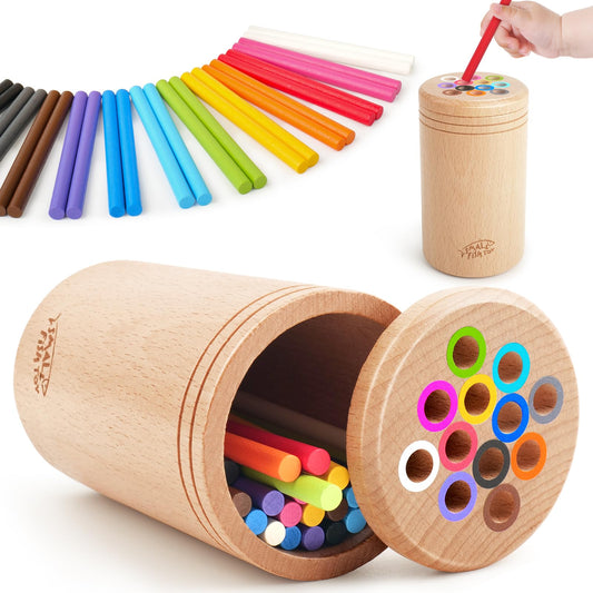 SMALL FISH Montessori Toys for 1 2 3 Year Old：Solid Wood Fine Motor Object Permanence Box for One Two Year Old Baby, Fidget Sensory Toys for Toddlers 1-3, Color Sorting Cause and Effect 12 Month Toys