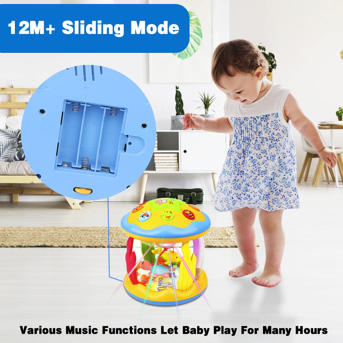 Aboosam Baby Toys 6 to 12 Months - Musical Learning Infant Toys 12-18 Months - Babies Ocean Rotating Light Up Toy for Toddlers 1 2 3+ Years Old Boys Girls Baby Gifts