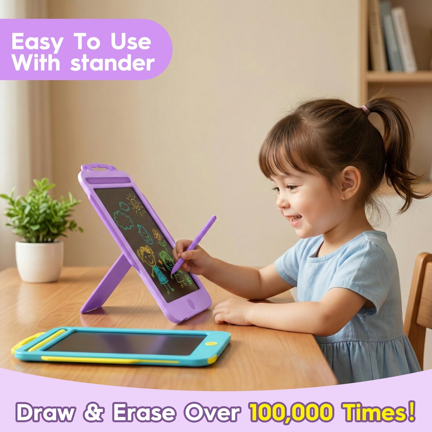2Pack LCD Writing Tablet for Kids with Stander, 8.5 Inch Colorful Drawing Board Tablet, Educational Toddlers Toys, Kids Travel Games, Learning Toys Birthday Gifts for 3-8 Year Old Boys Girls