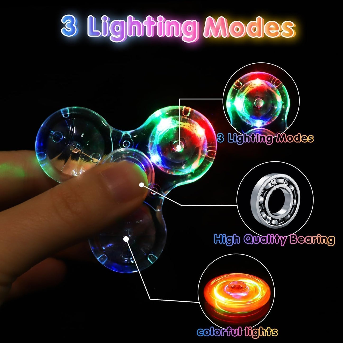 ANGGIKO Fidget Spinners 12 Pack, Light Up Fidget Spinners Bulk, Glow in The Dark Birthday Party Supplies Classroom Prizes Return Gifts
