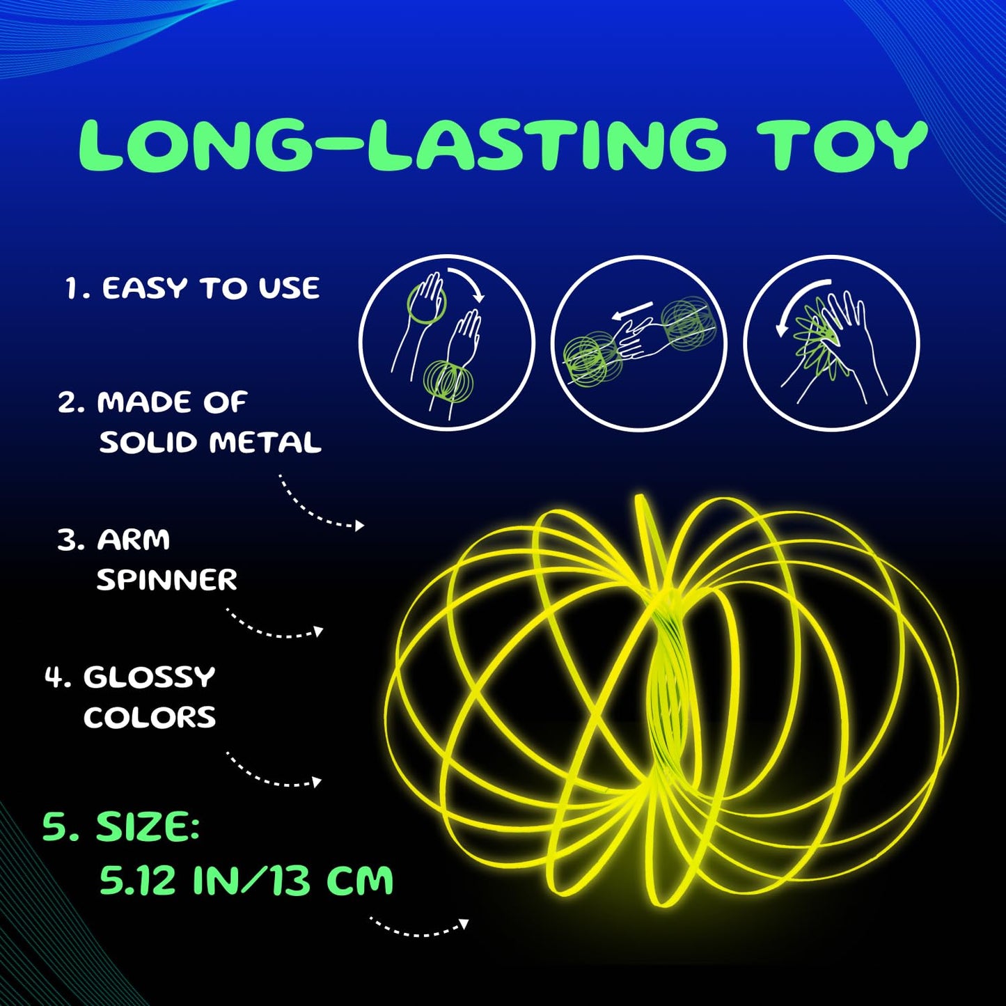 Mozi Glozi Geometric Magic Flow - Easy to Use 3D Spiral Toy, Glowing Spinning Bracelet for Children and Adults (Pink)