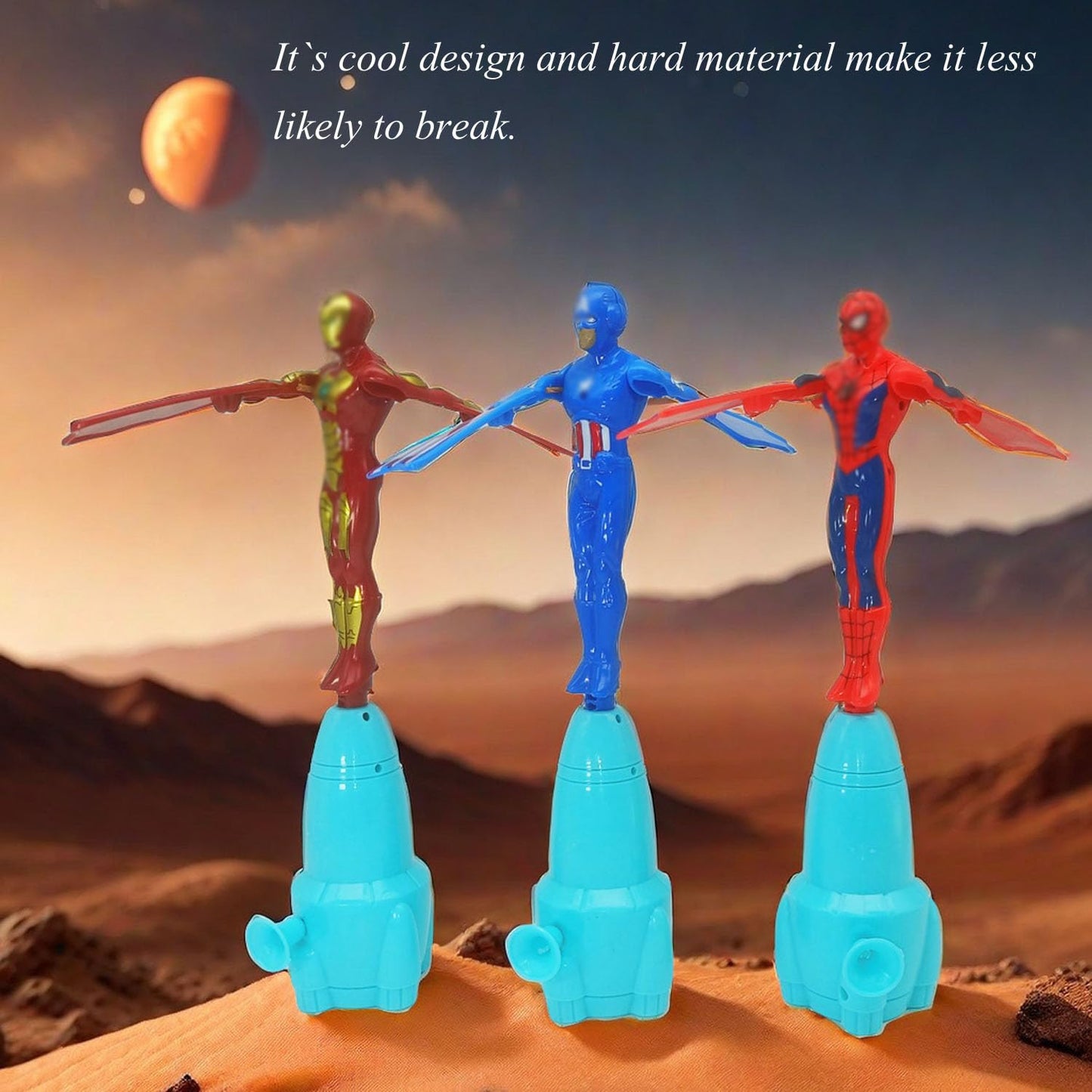 AMBXDE 3Pcs Super Hero Launcher Cool Flying Drawstring Boys and Girls Indoor and Outdoor Toys Outdoor Games Birthday