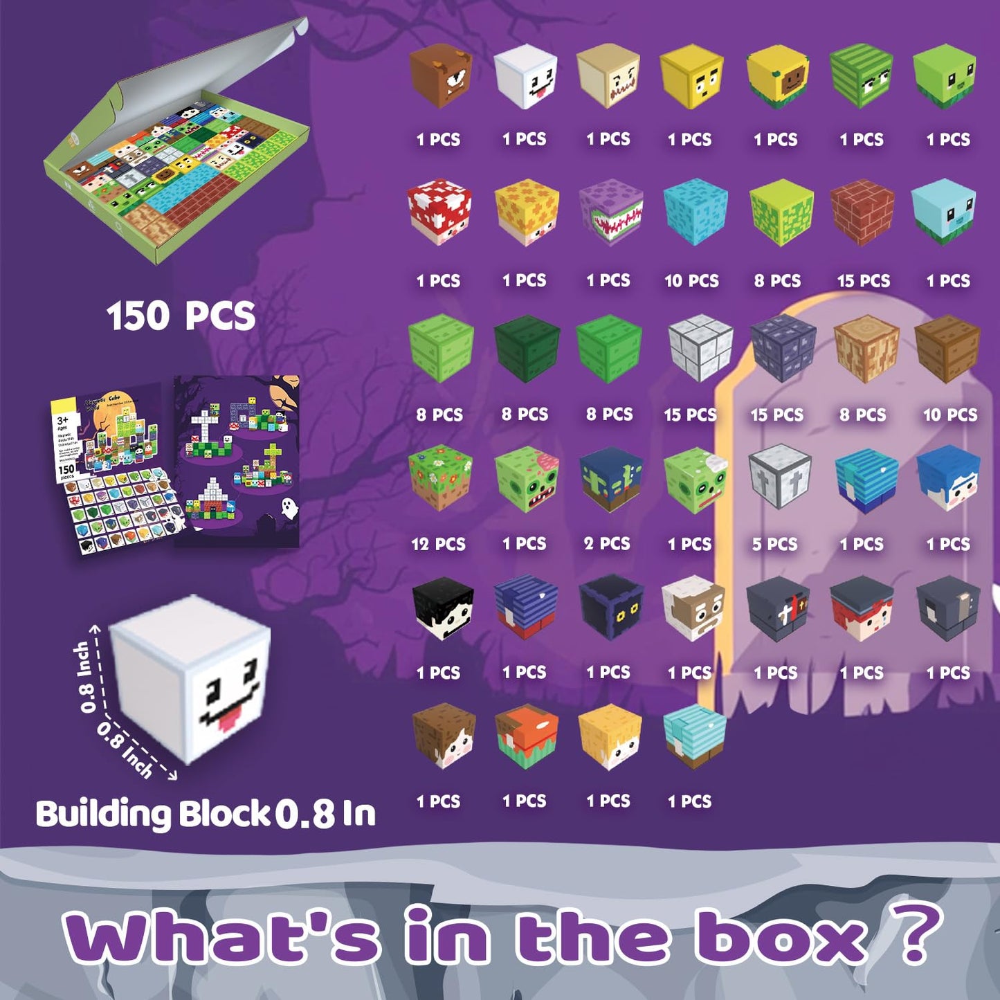 SSAWER 150 PCS Magnetic Building Blocks for Kids, Montessori Magnetic Toys, Build Zombie Island Set, STEM Toddler Sensory Building Blocks for Boys Girls 3 4 5 6 7 8 9 10th Birthday Gift