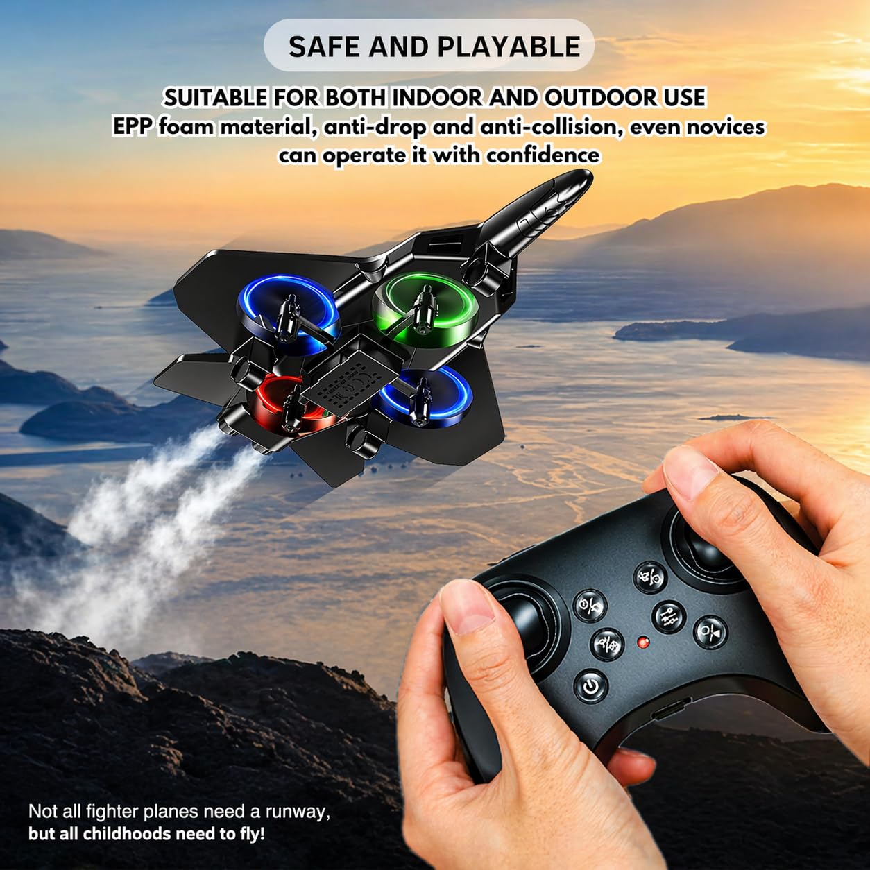 PRIMEX PRO Foam Remote Control Airplanes RC Plane for Kids Adults Beginners, RC Airplane Fighter Jet with Light, 360° Flip Fighter Jet Toys, Stunt Roll, Airplane Toy Gifts for Boys Ages 6-18
