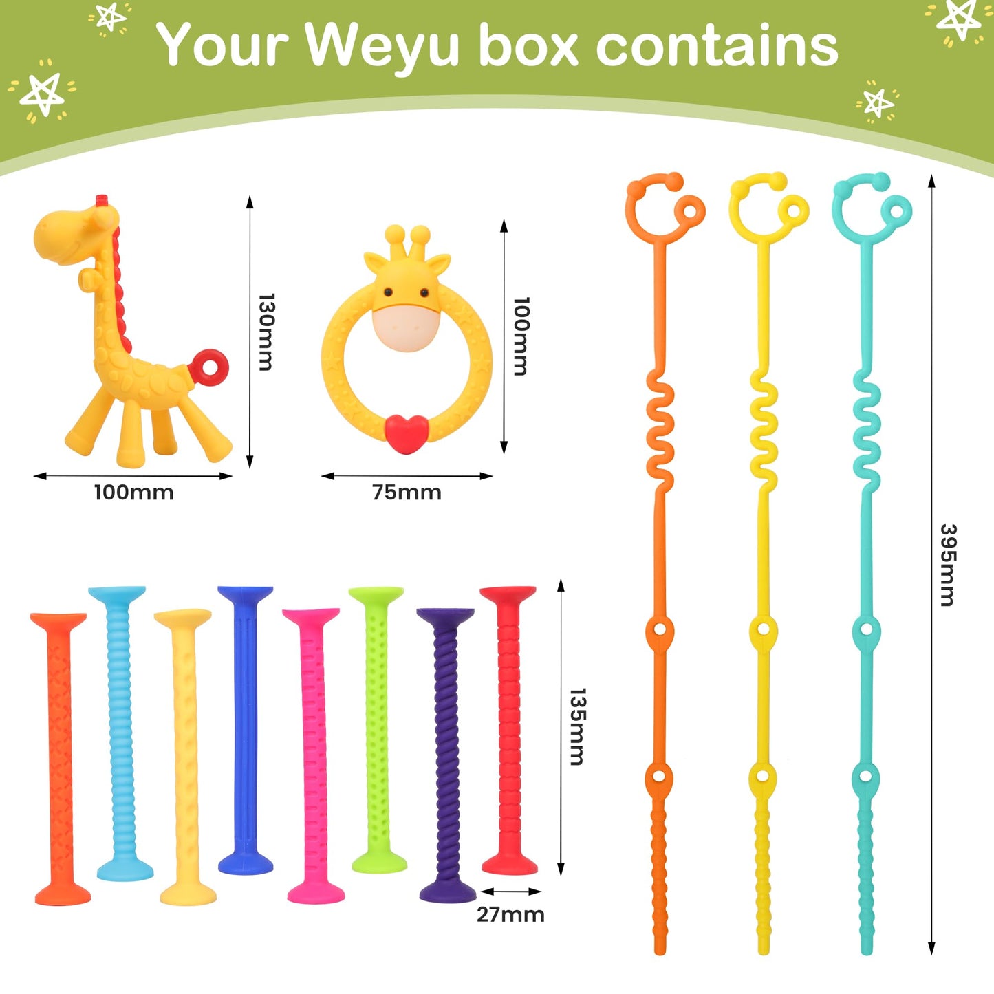 High Chair Suction Toys for Babies 3-24 Months – Baby Sensory Toys, Strong Suction Cup Montessori Toys, Teething Toys BPA Free, Airplane Travel Essentials, Bath Toys for Toddlers
