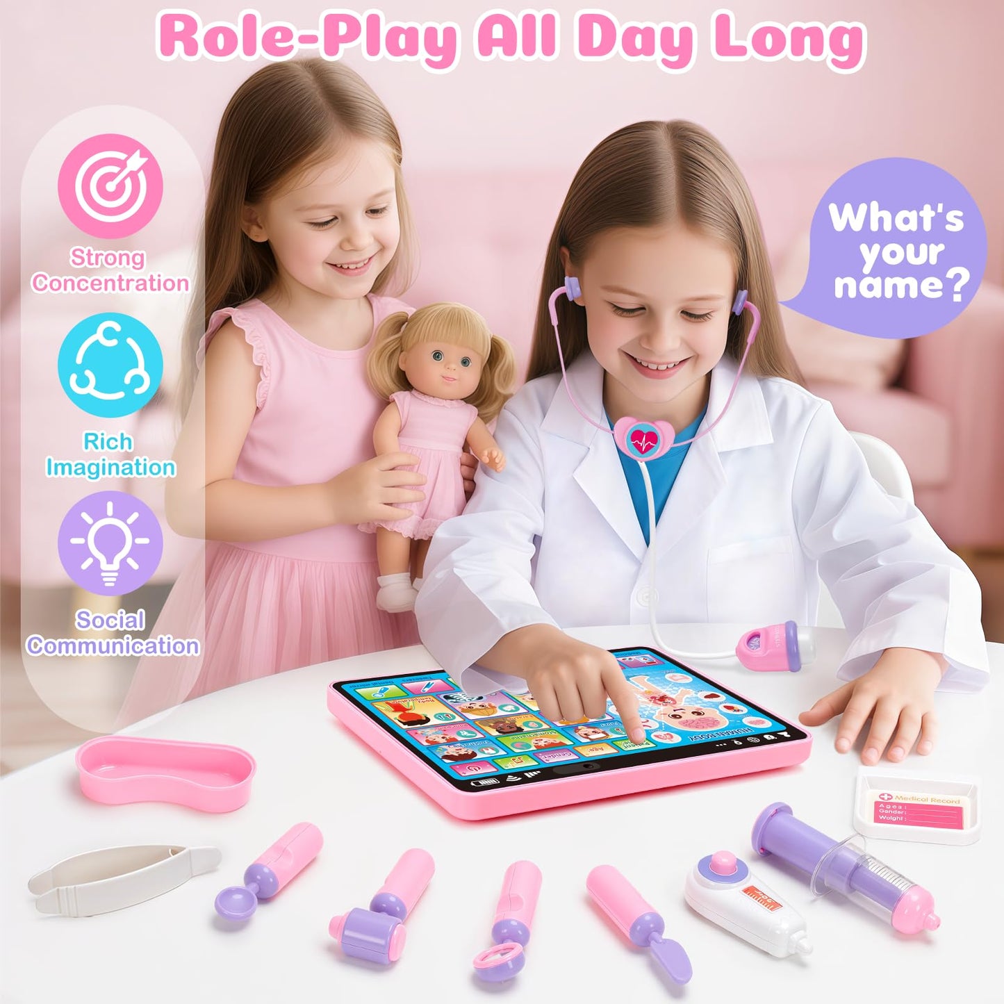Toidgy Learning Toys Tablet with Music & Sound, Speech Therapy Toys for Toddlers Age 1, 2, 3, Montessori Toys Christmas Birthday Gifts for Girls, Boys, Baby 12-18 Months, Doctors Pretend Playset
