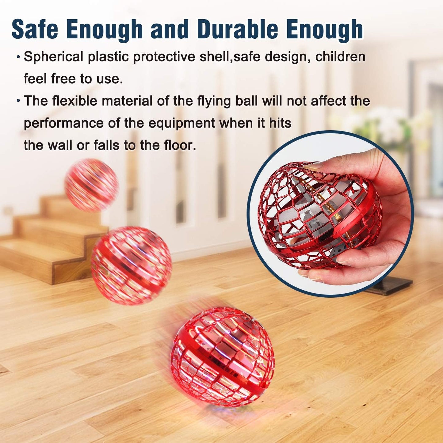 Flying Orb Toy: 2026 Upgraded Boomerang Ball, Hover Orb, Cosmic Globe Flying Spinner, Hand Controlled Mini Drone Ball, Cool Toys for 6 7 8 9 10+ Years Old Boys Girls Teens, Red