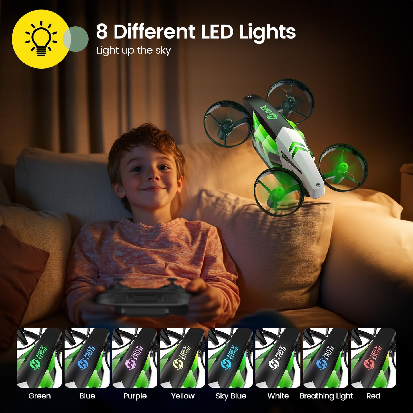 Holy Stone HS210T Drones for Kids, 2 IN1 MINI Indoor Drone with Land & Fly Mode, Four Posture Deformations RC Quadcopter with 3D Flip, Auto Hovering, Easter day& Birthday Toy Gift for Boys and Girls