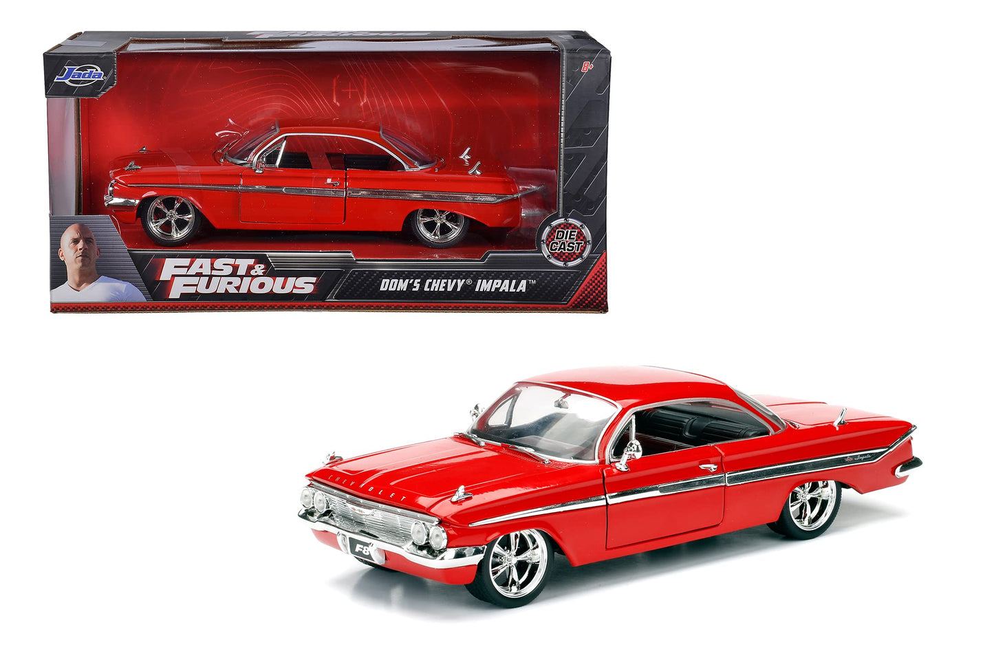 Jada Toys Fast & Furious 8 1:24 Diecast - Dom's Chevy Impala Vehicle, Red