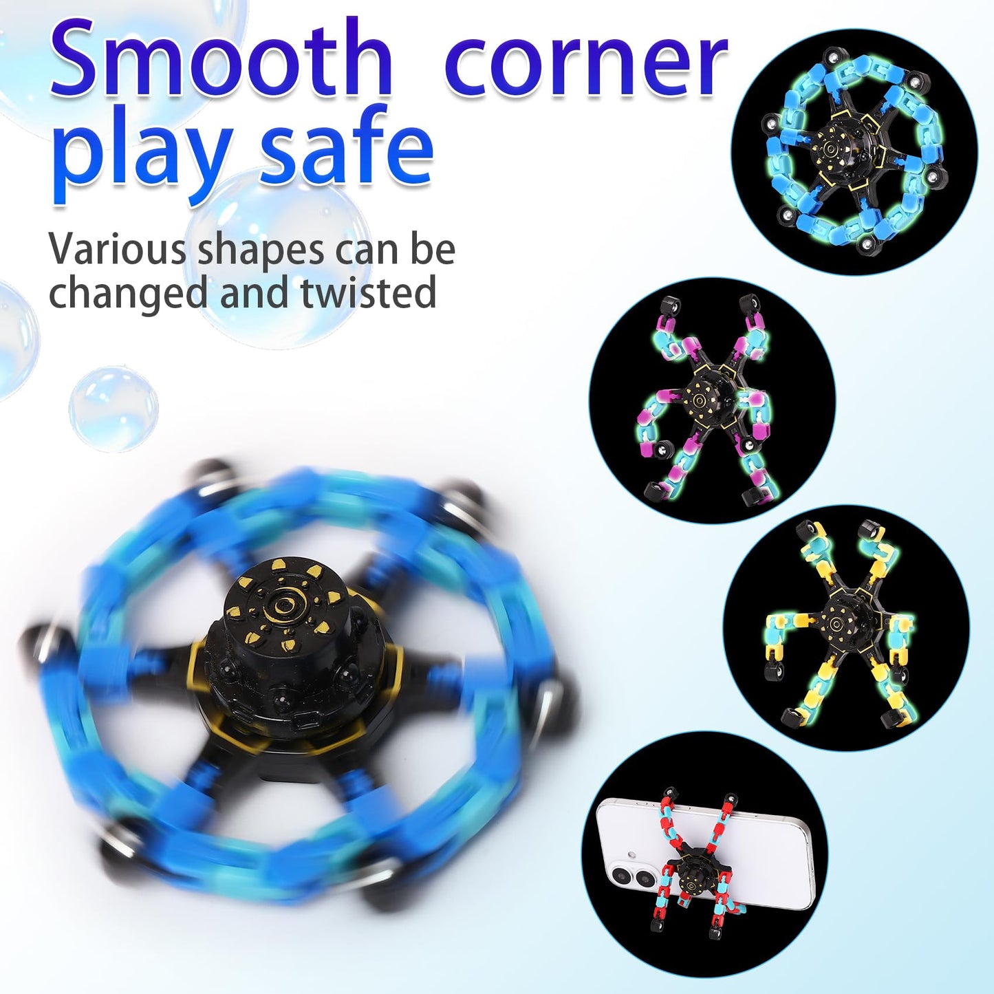 Easter Basket Stuffers for Kids, Transformable Fidget Spinners for Party Favors, Goodie Bag Stuffers, Classroom Prizes, Birthday Gifts, Stress Relief Sensory Toys for Boys & Girls (Glow 12PCS)