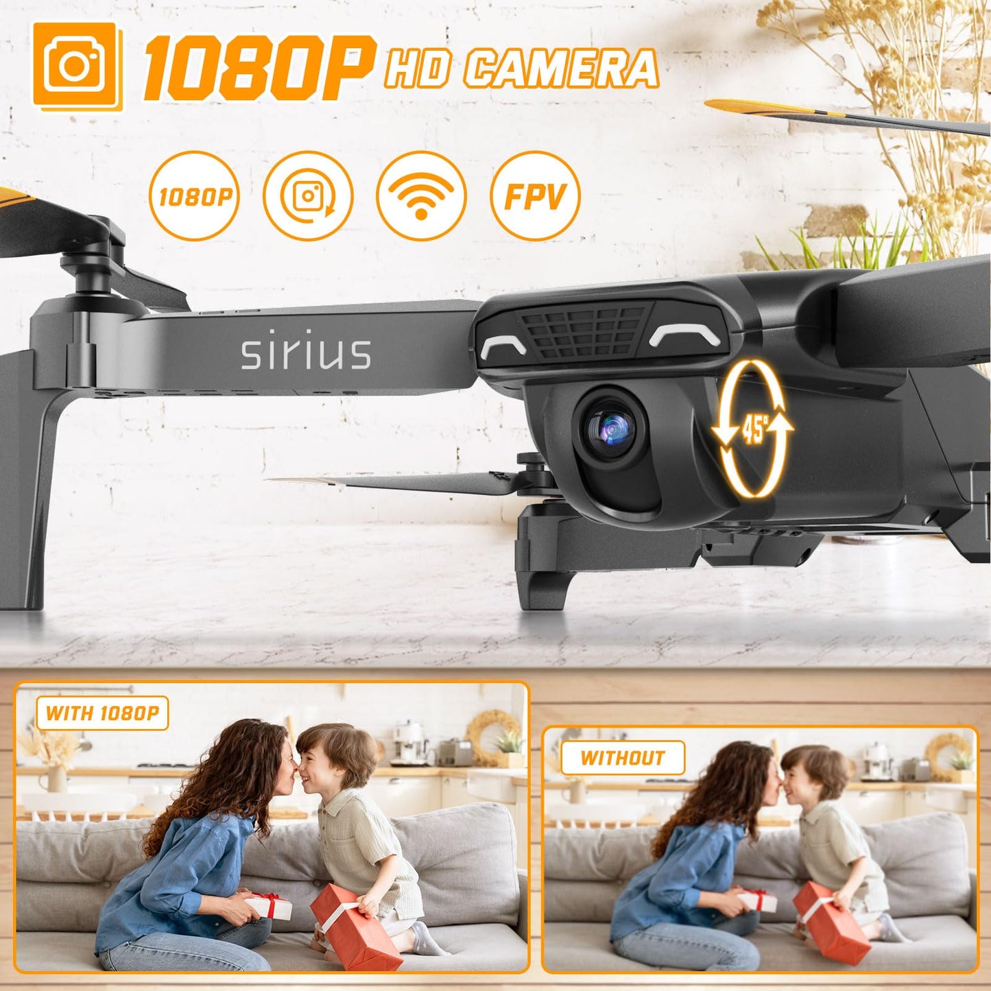 Foldable Drones for Kids Beginners - With 1080P HD Camera, FPV Remote Control Quadcopter, One Key Start/Land, Altitude Hold, 2 Batteries RC Helicopter Toys Gifts for Boys (Raven)