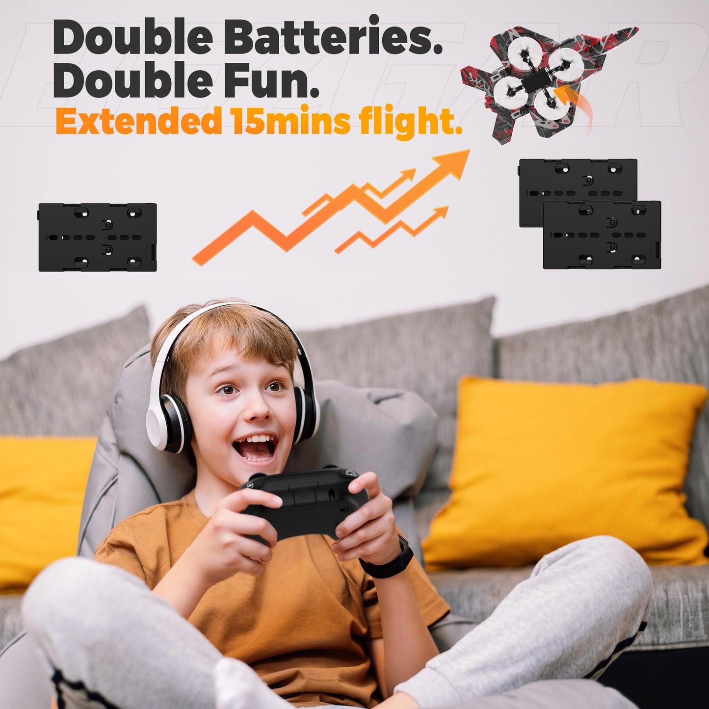 BEZGAR RC Plane, Foam Remote Control Airplane, Drone for Kids, RC Aircraft for Boys and Girls, Fighter Jet Helicopter with LED Lights, Altitude Hold, 360° Flip Stunt Rotation, Toy Airplane Red